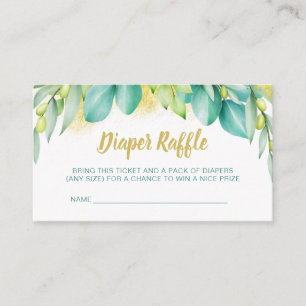 Carte D'accompagnement Baby shower Déchet Raffle Eucalyptus Feuilles Oliv