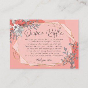 Carte D'accompagnement Baby shower Déchets   Corail tendance géométrique