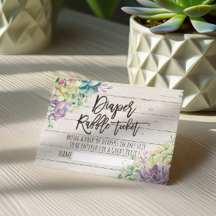 Carte D'accompagnement Baby shower Déchets Raffle Billet Succulents Bois