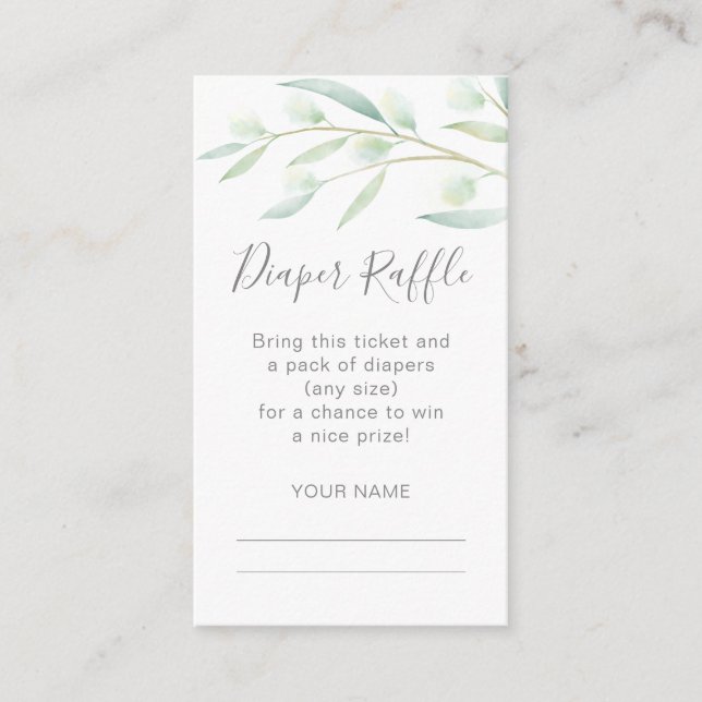 Carte D'accompagnement Baby shower Déchets Raffle Vert Aquarelle (Devant)