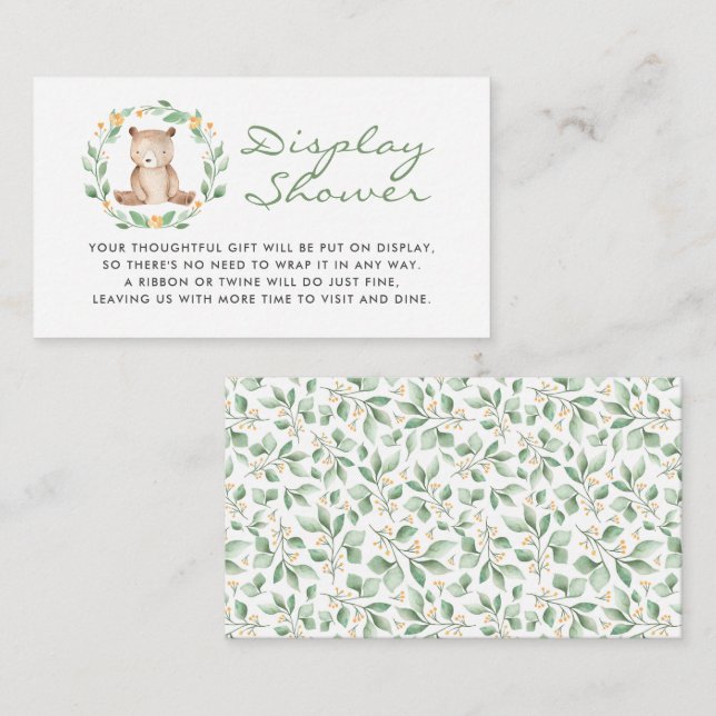 Carte D'accompagnement Baby shower d'écran de toilette de l'ours bébé (Devant / Derrière)