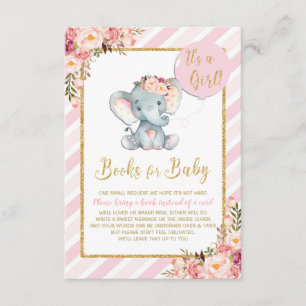 Carte D'accompagnement Baby shower d'éléphant rose floral Apportez une ca
