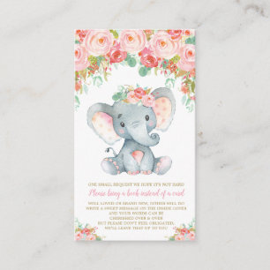 Carte D'accompagnement Baby shower d'éléphants floraux Apportez un livre