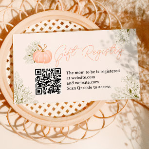 Carte D'accompagnement Baby shower d'enregistrement floral citrouille ros