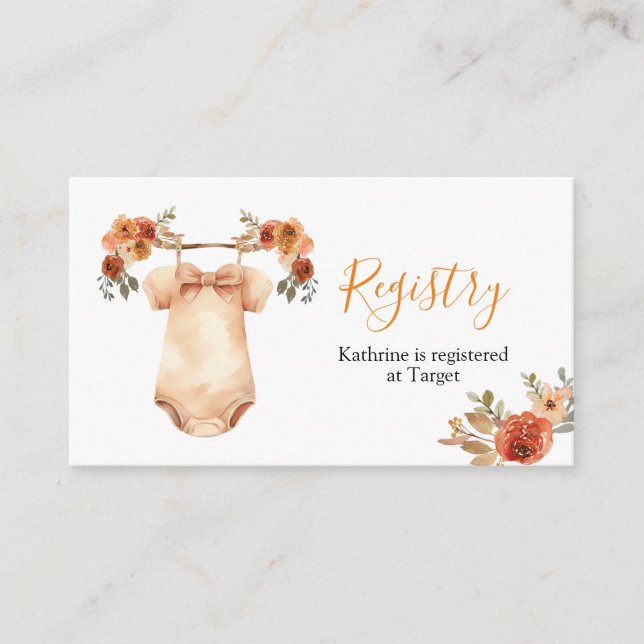 Carte D'accompagnement Baby shower des vêtements pour bébés floraux autom (Devant)
