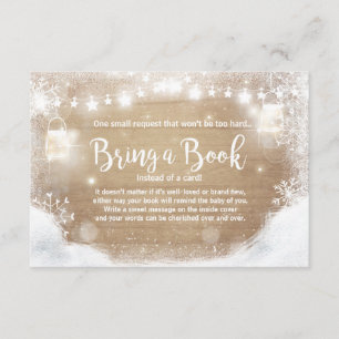 Carte D'accompagnement Baby shower d'hiver Apportez un livre Neige Rustiq