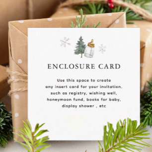 Carte D'accompagnement Baby shower d'hiver de la montagne Snowflake Custo