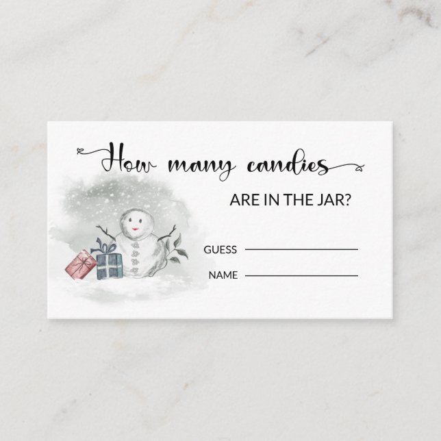 Carte D'accompagnement Baby shower d'hiver Devinez combien de bonbons (Devant)