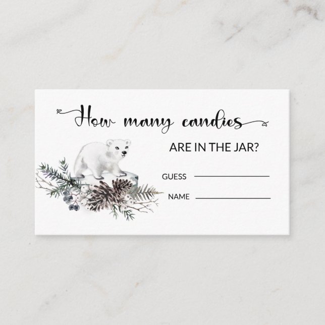 Carte D'accompagnement Baby shower d'hiver Devinez combien de bonbons Enc (Devant)