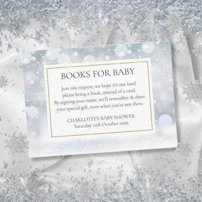 Carte D'accompagnement Baby shower d'hiver Livres pour bébé demande de li (Winter Baby Shower Books For Baby Book Request Enclosure Card)