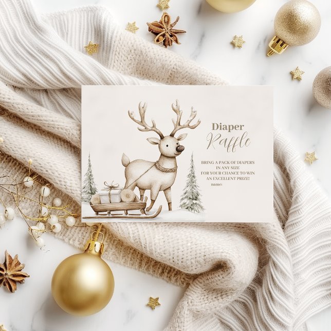 Carte D'accompagnement Baby shower d'hiver Rustique Reindeer Diapper Raff (Créateur téléchargé)