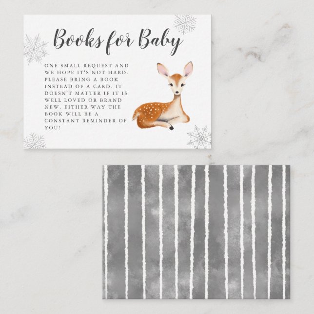 Carte D'accompagnement Baby shower d'hiver Sweet Deer Grey Demande de rés (Devant / Derrière)
