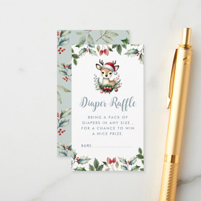 Carte D'accompagnement Baby-Shower d'hiver Tirage au sort de couches Peti (Devant/Arrière en situation)