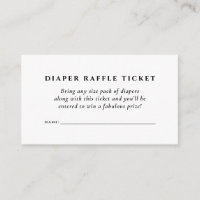 Baby shower diaper billet de tombole simple élégan