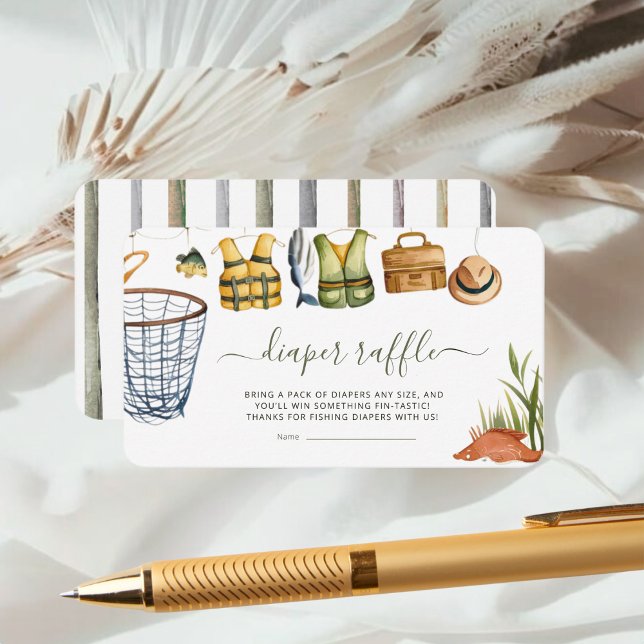 Carte D'accompagnement Baby Shower Diaper Raffle Bébé Arrondi Thème Pêche (Créateur téléchargé)