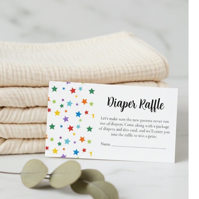 Carte D'accompagnement Baby Shower Diaper Raffle Card–Bright Stars (Bright Stars baby shower diaper raffle)
