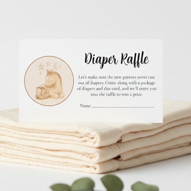 Carte D'accompagnement Baby Shower Diaper Raffle Card – Cute Foal (Cute foal baby shower diaper raffle card)