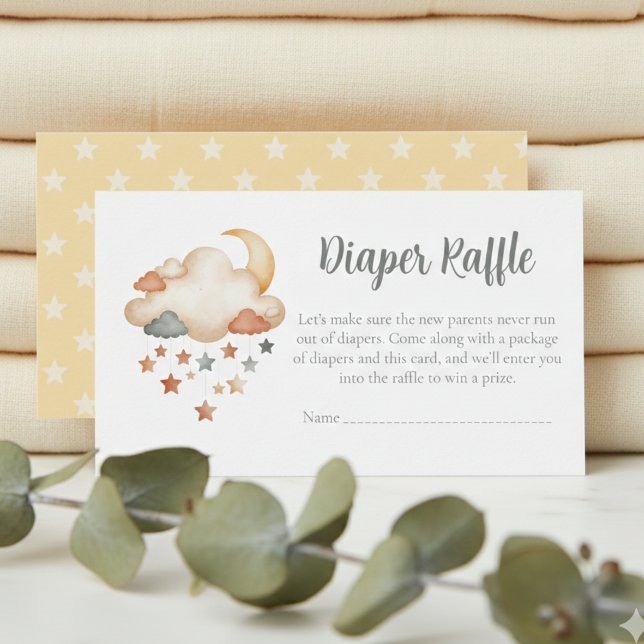 Carte D'accompagnement Baby Shower Diaper Raffle Card – Dreamy Stars (Dreamy stars baby shower diaper raffle card)