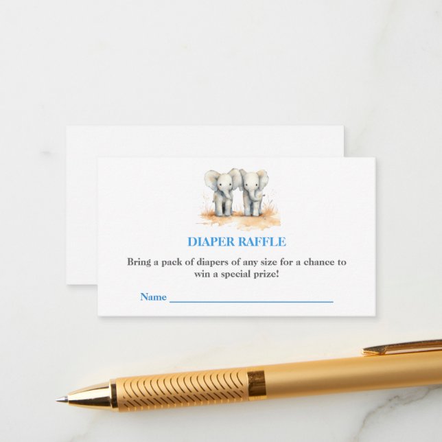 Carte D'accompagnement Baby Shower Diaper Raffle Card – Twins Baby Shower (Devant/Arrière en situation)