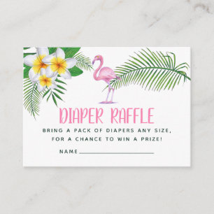 Carte D'accompagnement Baby Shower Diaper Raffle Flamant Rose Aquarelle