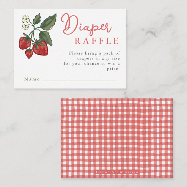 Carte D'accompagnement Baby Shower Diaper Raffle Ticket Berry Theme (Devant / Derrière)