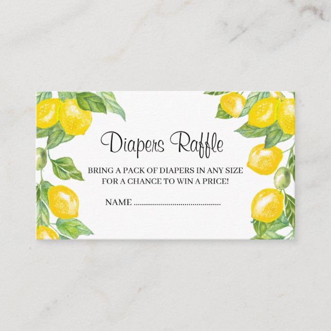 Carte D'accompagnement Baby shower Diapers tombola (Devant)
