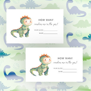 Carte D'accompagnement Baby shower Dinosaur - devinez combien de bonbons