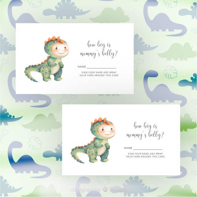 Carte D'accompagnement Baby shower dinosaure - quelle taille est le ventr (Créateur téléchargé)