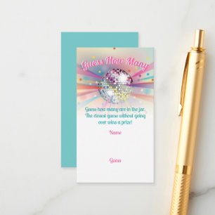 Carte D'accompagnement Baby shower Disco Ball Devinez Combien De Jeu
