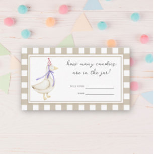 Carte D'accompagnement Baby shower d'oie - devinez combien de bonbons