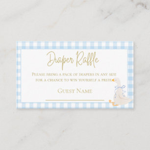 Carte D'accompagnement Baby shower d'oie En vichy bleu Raffin