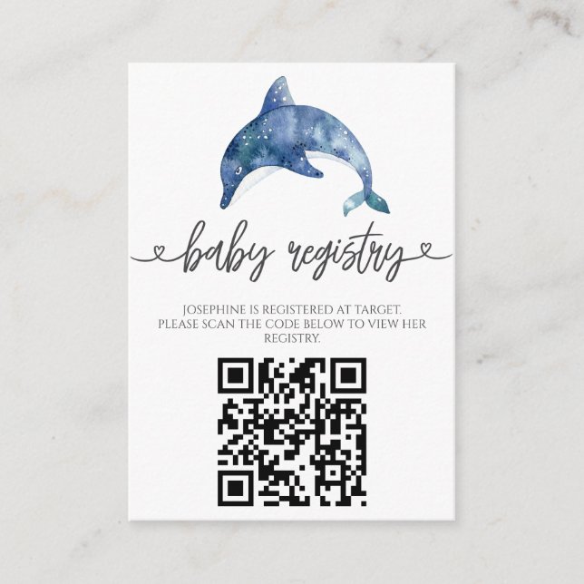 Carte D'accompagnement Baby shower Dolphin Sea Life (Devant)