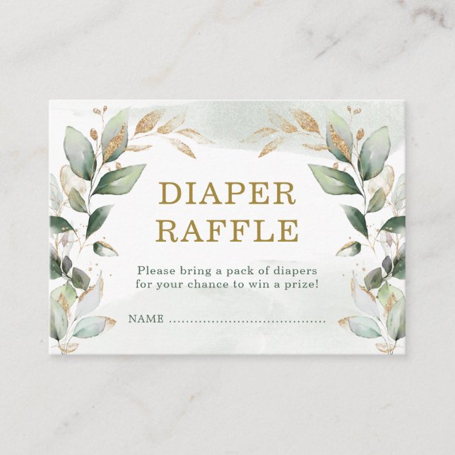 Carte D'accompagnement Baby shower doré doux Raffle de couches de  (Devant)