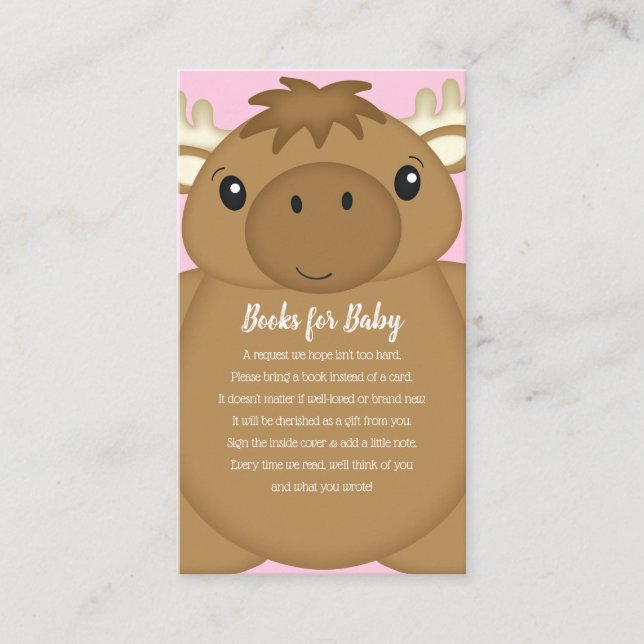 Carte D'accompagnement Baby shower d'orignal rose (Devant)