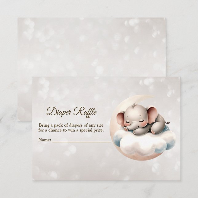 Carte D'accompagnement Baby shower Dormir bébé Eléphant Déchets Raffin (Devant / Derrière)