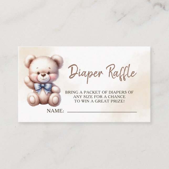 Carte D'accompagnement Baby shower d'ours en peluche Aquarelle Raffin (Devant)