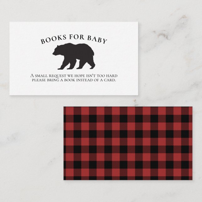 Carte D'accompagnement Baby shower d'ours rouge Livres plaqués pour bébé (Devant / Derrière)