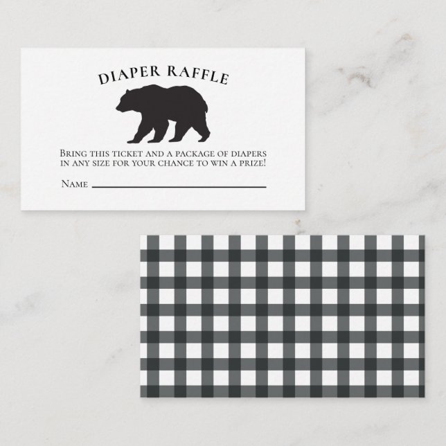 Carte D'accompagnement Baby shower d'ours Roulette noire (Devant / Derrière)