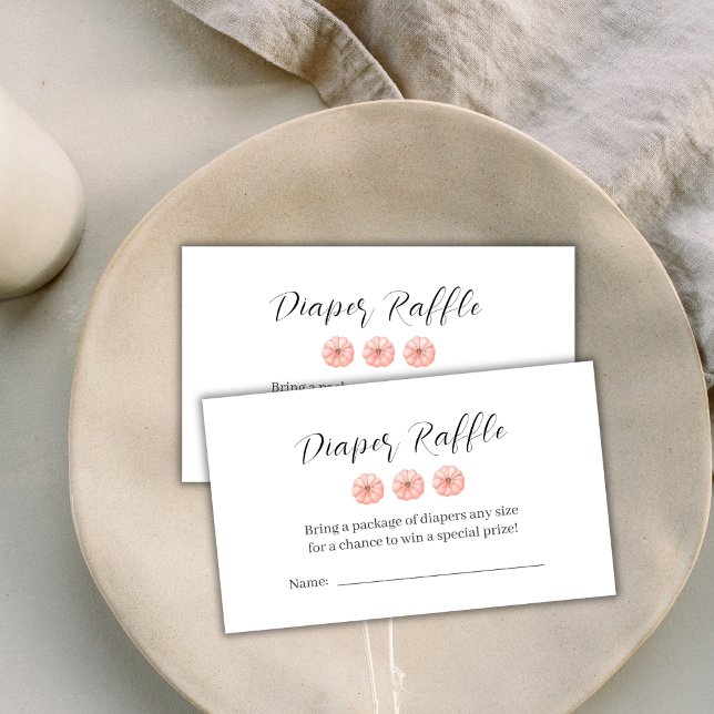 Carte D'accompagnement Baby shower doux Citrouille Raffle de couche (Sweet Pumpkin Baby Shower Diaper Raffle Enclosure Card)