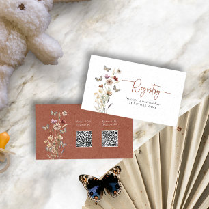 Carte D'accompagnement Baby shower du registre floral de Terracotta