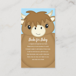 Carte D'accompagnement Baby shower écossais de vache Highland Blue
