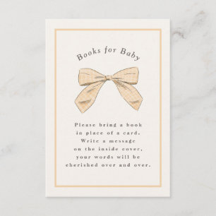 Carte D'accompagnement Baby shower élégant Pastel Peach Plaid Bow