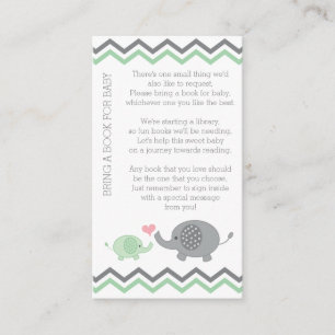 Carte D'accompagnement Baby shower éléphant Apportez une notice   Vert