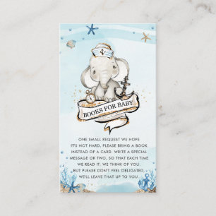 Carte D'accompagnement Baby shower éléphant Nautical Boy Apportez un livr