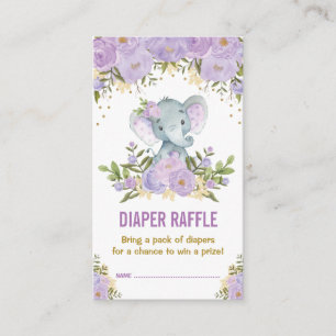 Carte D'accompagnement Baby shower éléphant Roulette florale violet Raffl