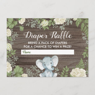 Carte D'accompagnement Baby shower Eléphant Rustique Verdure Reflets de c