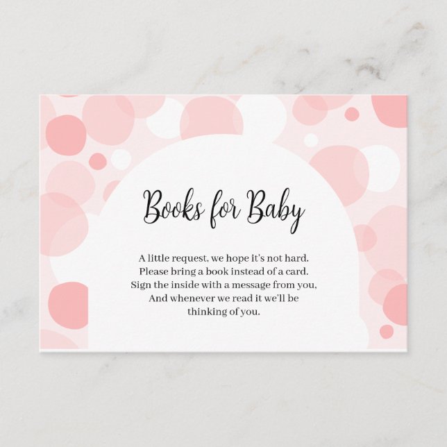Carte D'accompagnement Baby shower en arc Pois rose Livres pour bébé (Devant)