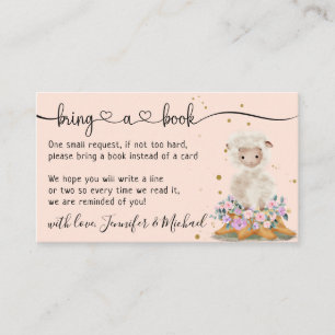 Carte D'accompagnement Baby shower en mouton rose élégant Apportez un liv