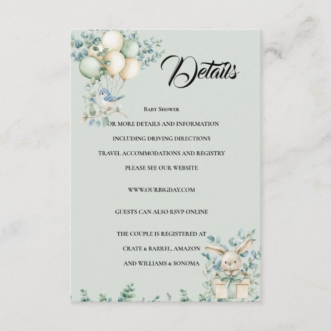 Carte D'accompagnement Baby shower Enclosure Card Details (Devant)