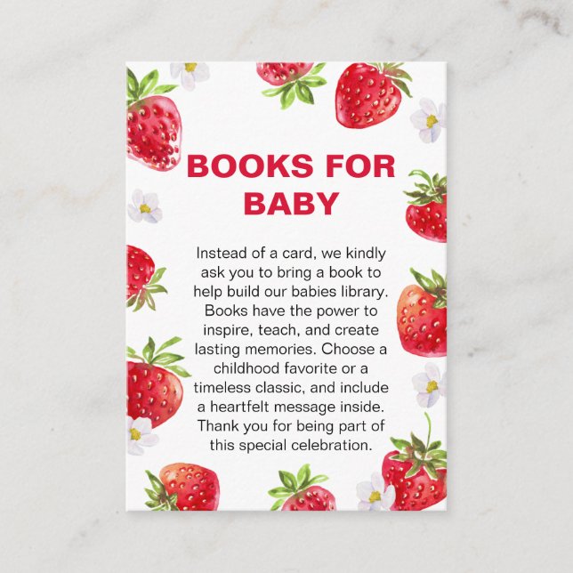 Carte D'accompagnement Baby Shower Été aux Fraises de Style Mignon (Devant)